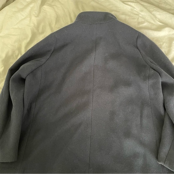 J Crew SZ 24 Village Coat Full Zip Wool Blend Pockets Mock Neck navy blue women - Picture 8 of 10